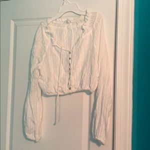 White long sleeve sheerish top